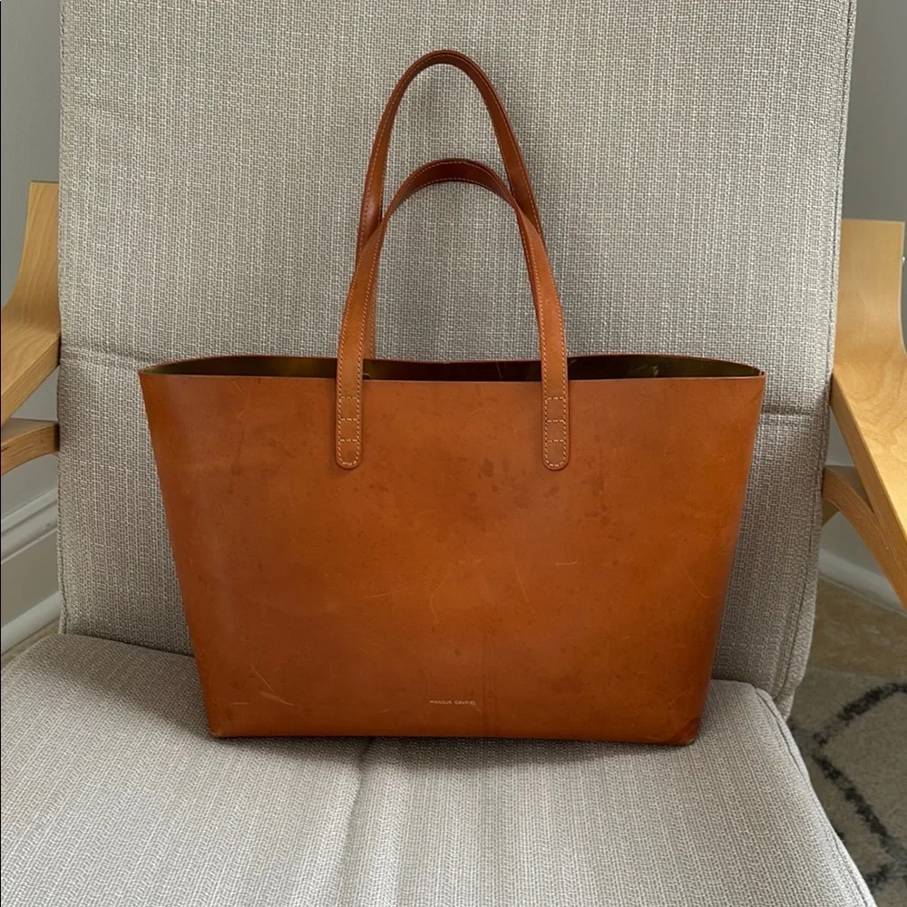 Mansur Gavriel Tan Leather Tote Bag - Picture 1 of 5